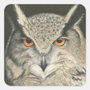 Great Horned Owl Square Sticker