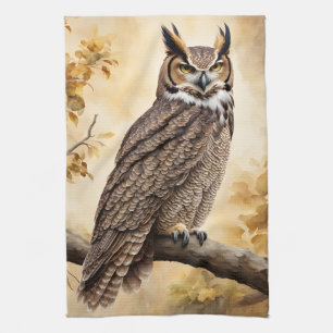 Great Horned Owl Tea Towel