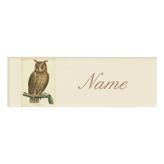 Great Horned Owl Thunder_Cove Name Tag (Front)