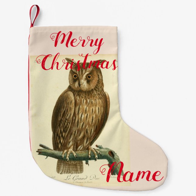 Great Horned Owl Thunder_Cove Small Christmas Stocking (Front)