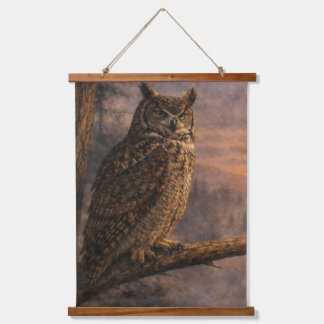 Great Horned Owl Vertical Wall Tapestry