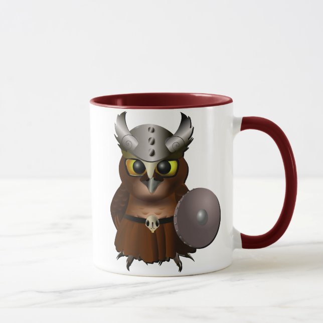 "Great Horned Owl" Viking Helmet Owl Mug (Right)