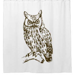 Great Horned Owl White Shower Curtain