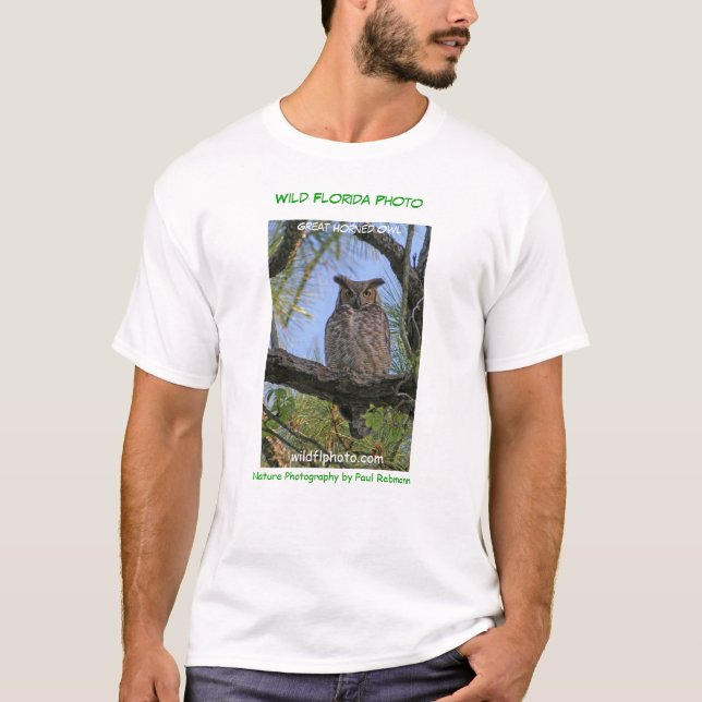 Great Horned Owl Wild Florida Photo T-shirt (Front)