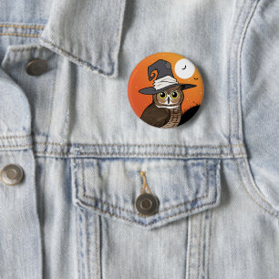 Great Horned Owl Witch! 6 Cm Round Badge