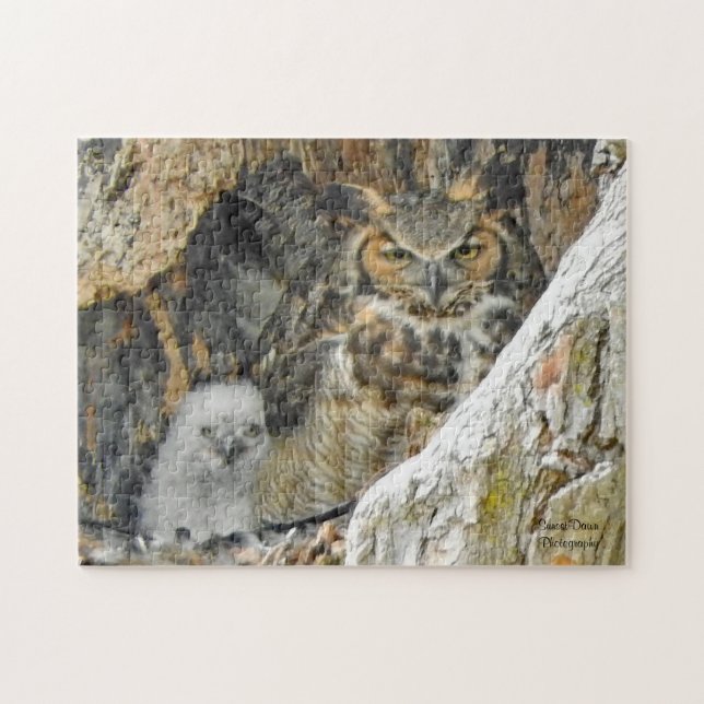 Great Horned Owl with Owlet  Jigsaw Puzzle (Horizontal)