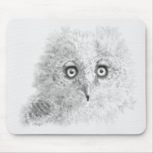 Great Horned Owlet Drawing Mouse Mat