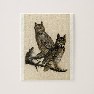 Great Horned Owls (by John James Audubon) Jigsaw Puzzle