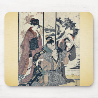 Great house cleaning by Kitagawa,Utamaro Mouse Mat