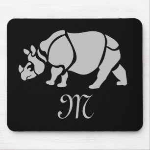 Great Indian Rhinoceros in a Stamp Style Mouse Mat