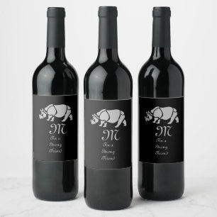 Great Indian Rhinoceros The Unicorn Rhino Monogram Wine Label