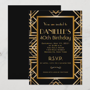 Great Inspired Art Deco Birthday Invitation