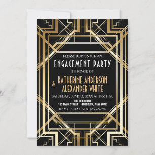 Great Inspired Art Deco Engagement Party Invitatio Invitation