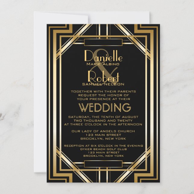Great Inspired Art Deco Wedding Invitation (Front)