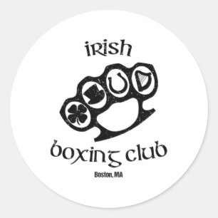 Great Irish Boxing Men Club Boston Fighting Pub St Classic Round Sticker