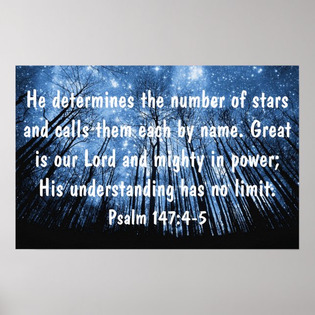 Great is our Lord bible verse Psalms 147:4-5 Poster (Front)