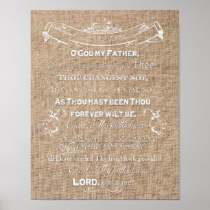Great Is Thy Faithfulnes Burlap Digital Art Poster