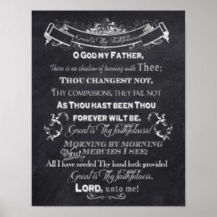 Great Is Thy Faithfulness Chalkboard Art Poster