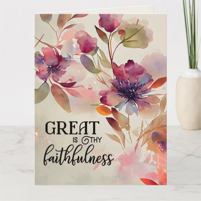 Great is Thy Faithfulness Christian Hymn Floral Card (Front)