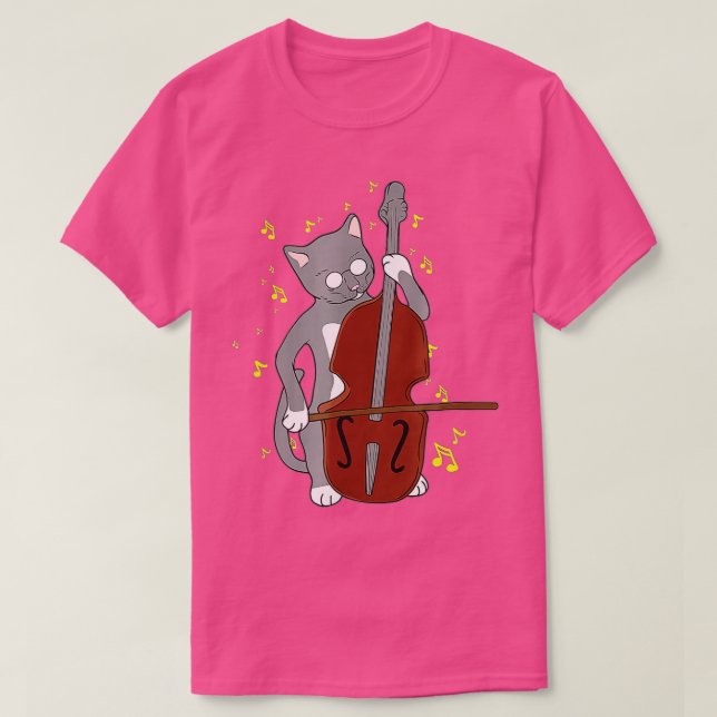Great Jazz   Cat Playing Cello Double Bass Musicia T-Shirt (Design Front)