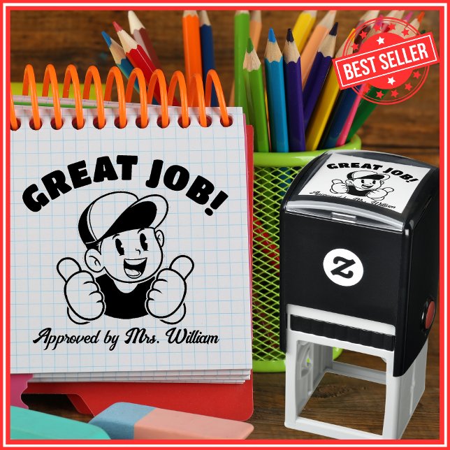 Great Job Cartoon Thumbs Up Encouragement Teacher Self-inking Stamp (Creator Uploaded)