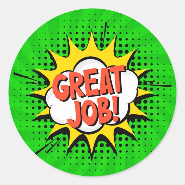 Great Job Comic Book Pop Art Sticker (Front)