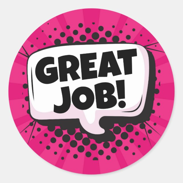 Great Job Comic Pop Art Classic Round Sticker (Front)
