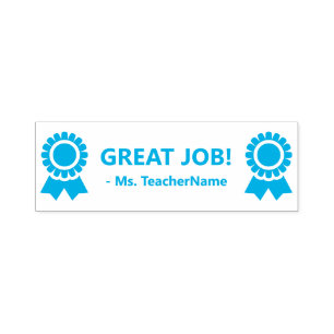"GREAT JOB!" + Custom Tutor Name Rubber Stamp