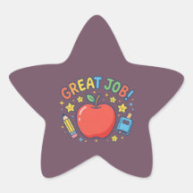Great Job! Cute Red Apple Classroom Reward Sticker