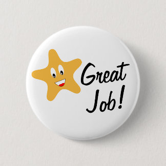 Great Job Gold Star 6 Cm Round Badge