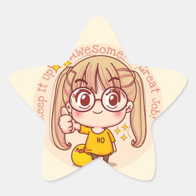 Great Job Kawaii Star Sticker (Front)