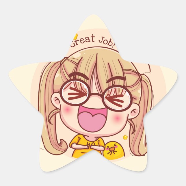 Great Job Kawaii Star Sticker (Front)