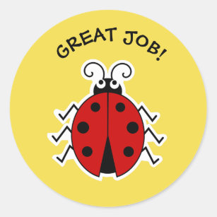 Great job ladybug teachers yellow classic round sticker