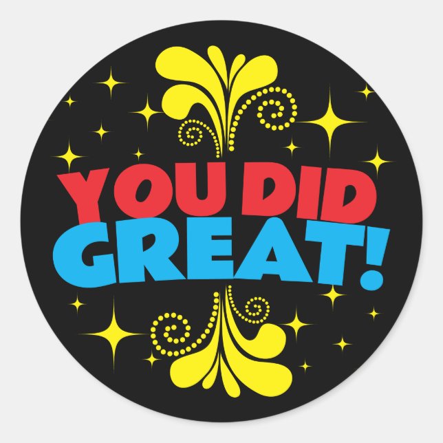 Great job stars employee student recognition class classic round sticker (Front)