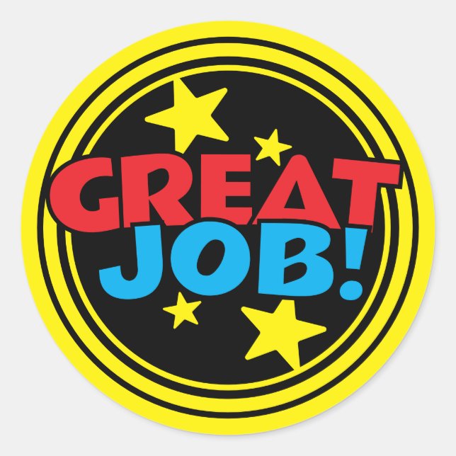 Great job stars employee student recognition classic round sticker (Front)
