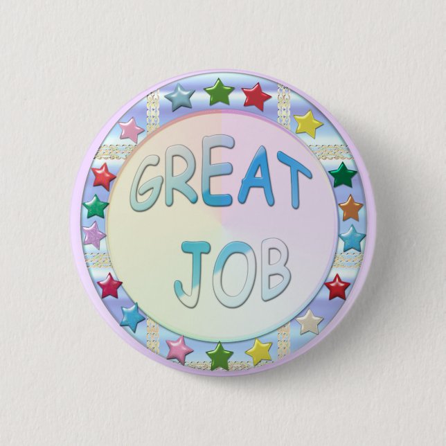 Great Job, Stars Round Achievement Button (Front)