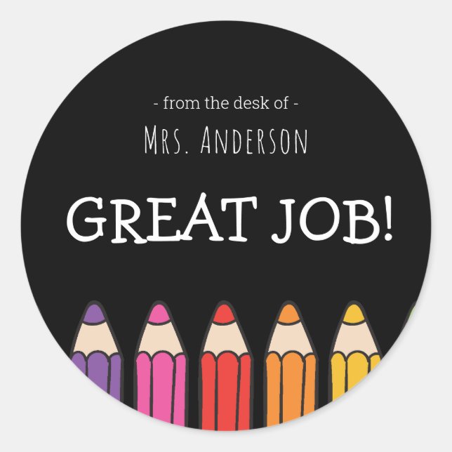 Great Job Sticker Teachers Name (Front)