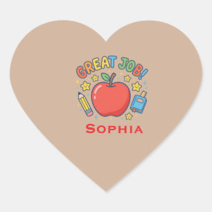Great Job, Teacher and Student Heart Sticker