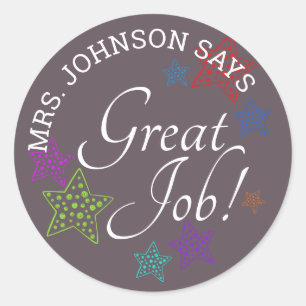GREAT JOB Teachers Personalised Classic Round Sticker