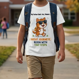 "Great Journeys" Cute Cat Kids T-Shirt