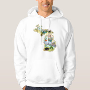 Great Lake State Michigan Vintage Illustrated Map Hoodie