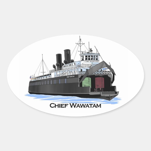 Great Lakes ferry Chief Wawatam Oval Sticker (Front)