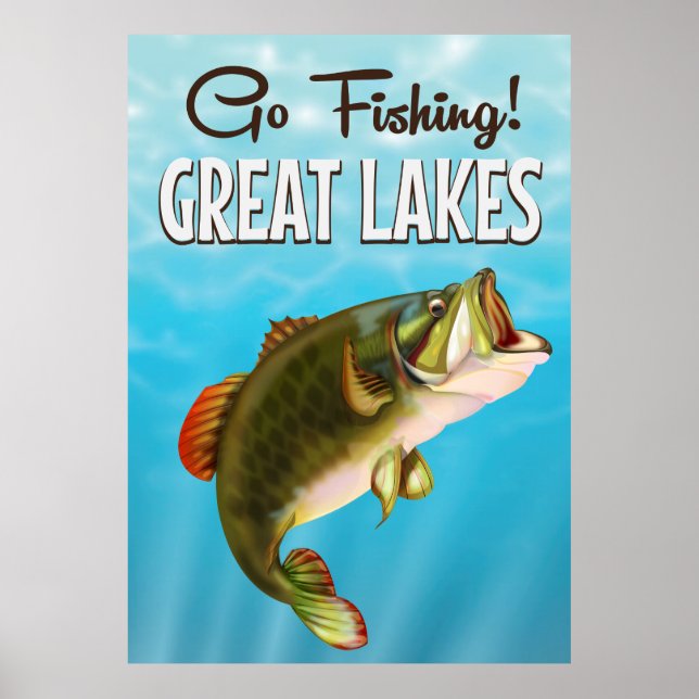Great Lakes fishing vintage travel poster (Front)