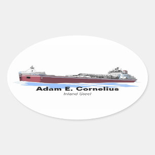 Great Lakes freighter Adam E. Cornelius (Inland) Oval Sticker