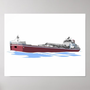 Great Lakes freighter Adam E. Cornelius (Inland)  Poster