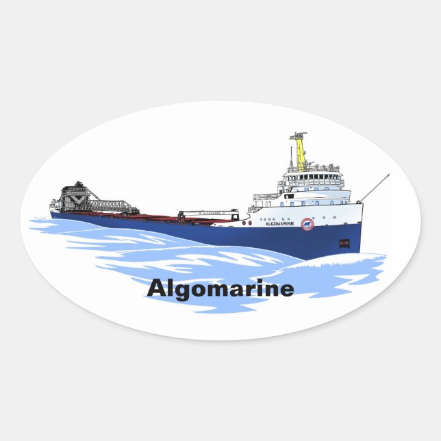 Great Lakes freighter Algomarine Oval Sticker (Front)