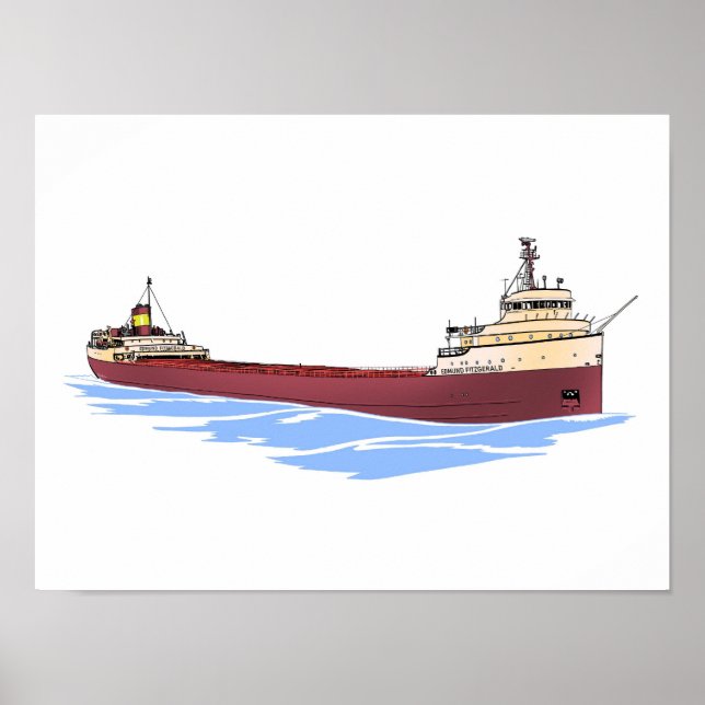 Great Lakes freighter Edmund Fitzgerald Poster (Front)