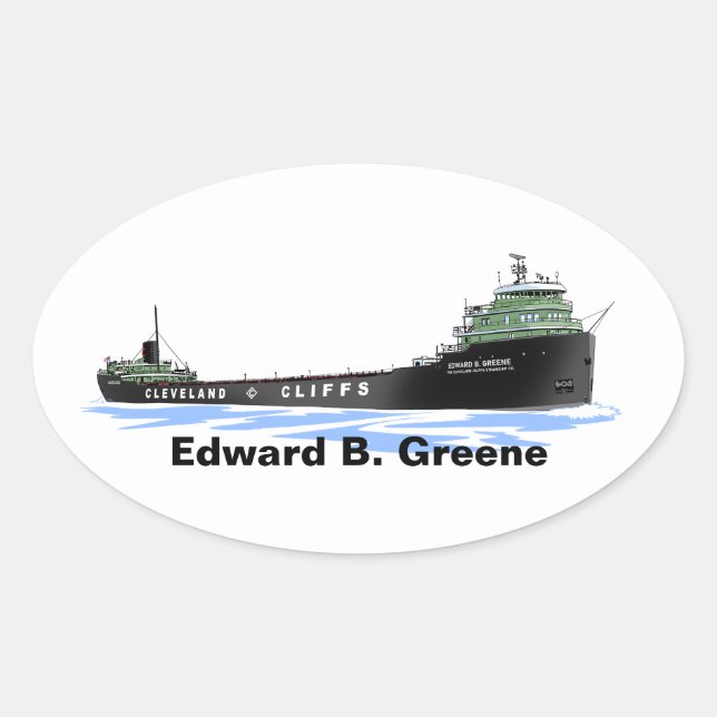 Great Lakes freighter Edward B. Green Oval Sticker (Front)