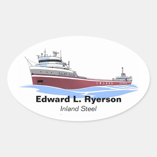 Great Lakes freighter Edward L. Ryerson billboard Oval Sticker (Front)