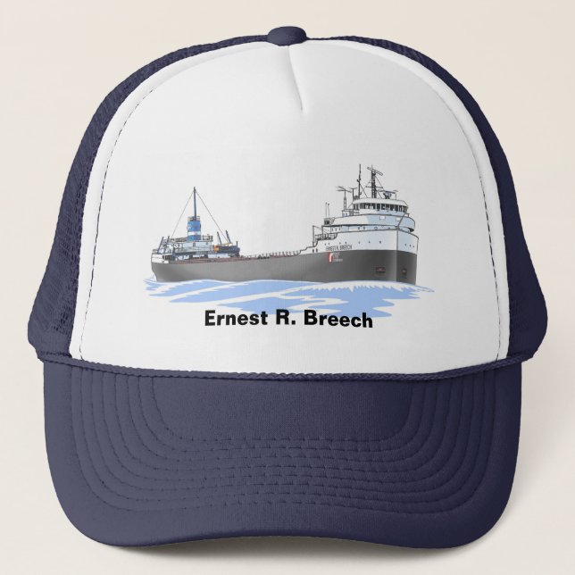 Great Lakes freighter Ernest R. Breech Rouge Steel Trucker Hat (Front)